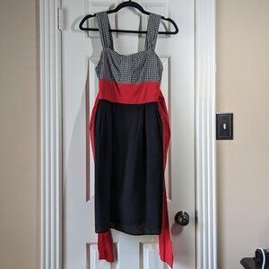 Y Apparel USA Small black white red gingham sundress with bow tie sash